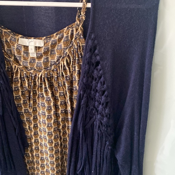 Rebecca Taylor size S navy fringe sweater - Picture 3 of 6